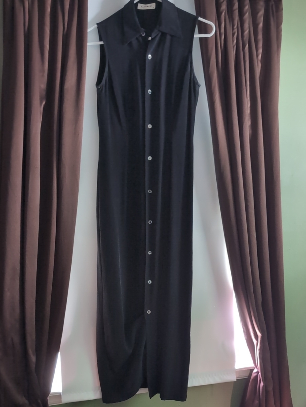 Equipment Black Silk Sleeveless Button-Front Maxi Dress